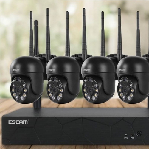 Kit de vigilância por vídeo IP Escam WNK614 Wifi 3MP 4 câmeras