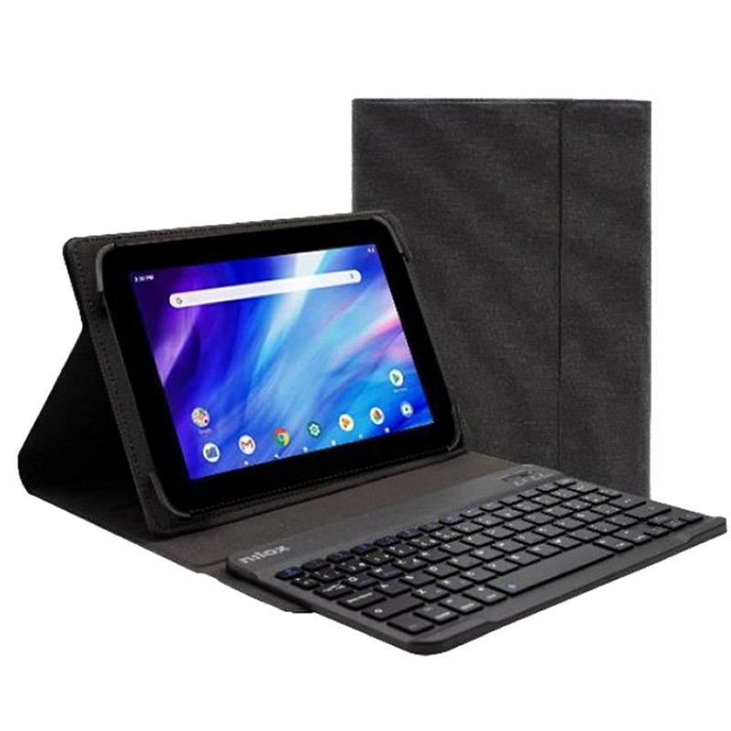 Capa para tablet NILOX de 9,7 a 10,5 Polegadas,Preta,com Teclado Bluetooth.