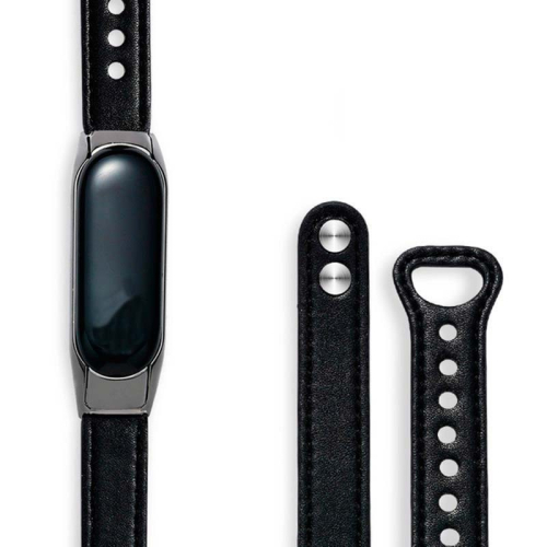 Pulseira Xiaomi Mi Smart Band 6 / Mi Band 5 / Amazfit Band 5 Couro Clipe Preto