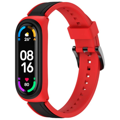Pulseira Xiaomi Mi Smart Band 6 / Mi Band 5 / Amazfit Band 5 Dual Color Preto+Vermelho