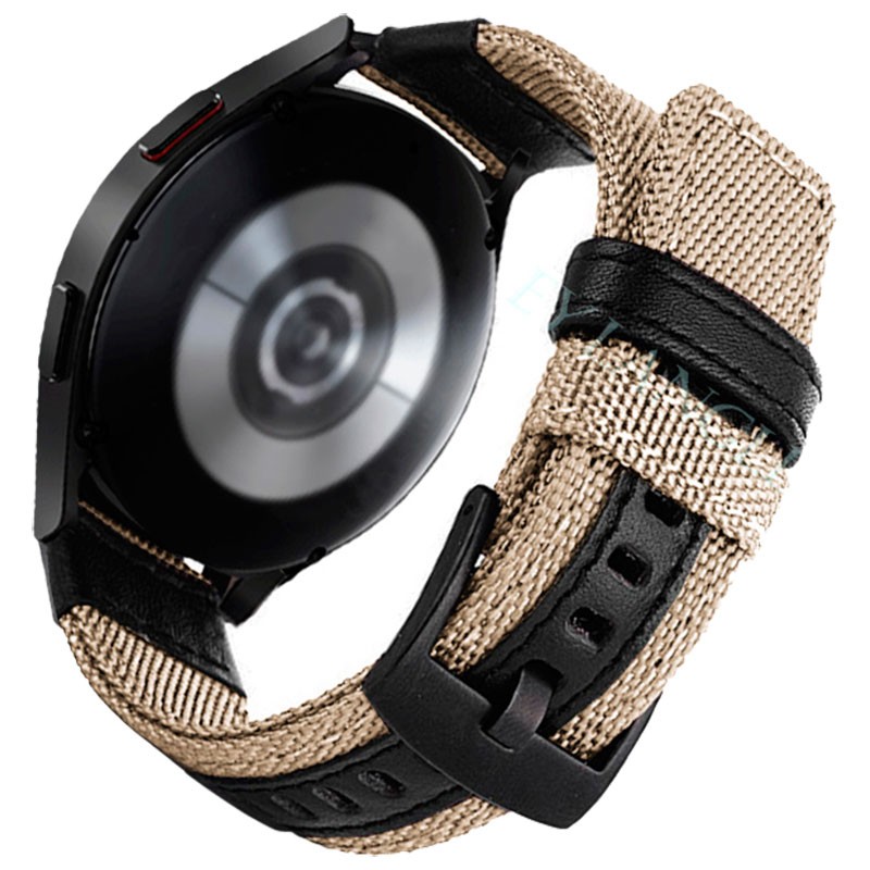 Pulseira Universal Nylon Ajustável 20mm Cáqui para Smartwatch Xiaomi/Amazfit/Samsung/Huawei/Realme/Ticwatch