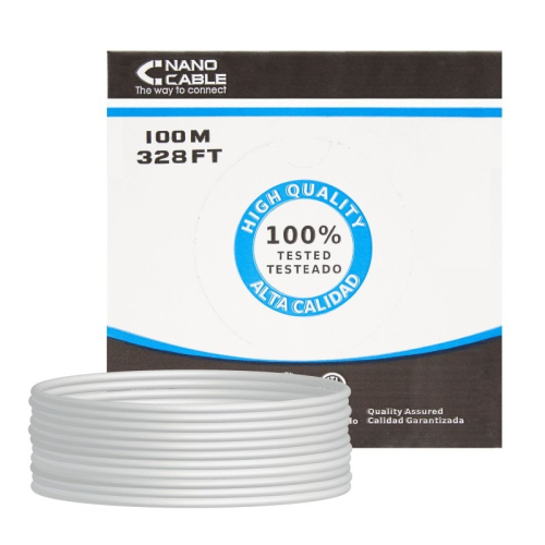 Nanocable Bobine de Cabo de Rede Rigido RJ45 Cat.5e FTP AWG24 100m - Cinza