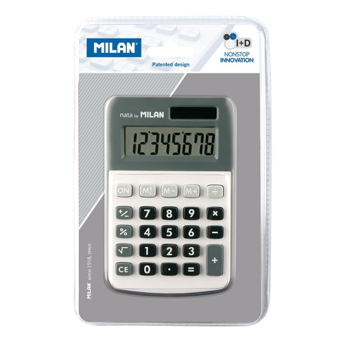 Milan Calculadora de 8 Digitos - Calculadora de Mesa - 3 Teclas de Memoria e Raiz Quadrada - Cinza