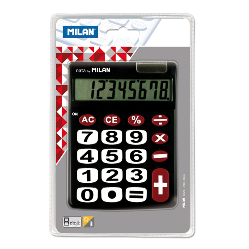 Milan Calculadora de Mesa - 10 Digitos - Teclas Grandes - Tecla Retificação de Entrada de Dados - Preto