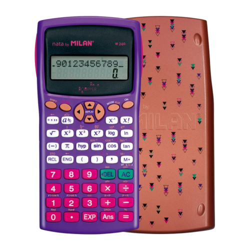 Milan M240 Calculadora Cientifica Copper 10+2 Digitos - Tela de 2 Linhas - 240 Funções Integradas Incluindo 124 Cientificas - Carcasa Protector