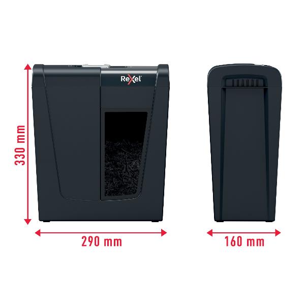 Destruidora de Papel Manual Rexel Secure S5 com Corte em Tiras P-2 - Destrói até 5 Folhas - Capacidade do Cesto de 10L - Preta