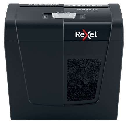 Destruidora de Papel Portátil Rexel Secure X6 com Corte de Partículas P-4 - Destrói até 6 Folhas de cada Vez - Capacidade do Cesto de 10L - Preta