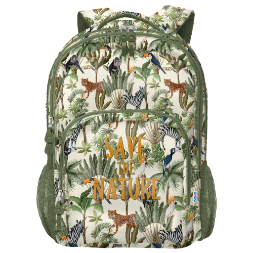 Dohe WWF Save the Nature Mochila Escolar Grande - 3 Compartimentos - Bolsos Laterales - Alças Acolchoadas e Ajustáveis - Adaptável ao Carro