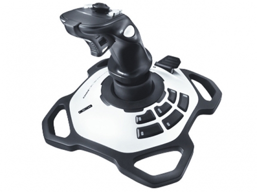 Joystick USB Logitech Extreme 3D Pro - 12 botões programáveis - Disparo rápido - Ergonómico - Base sólida e estável - Branco/Preto