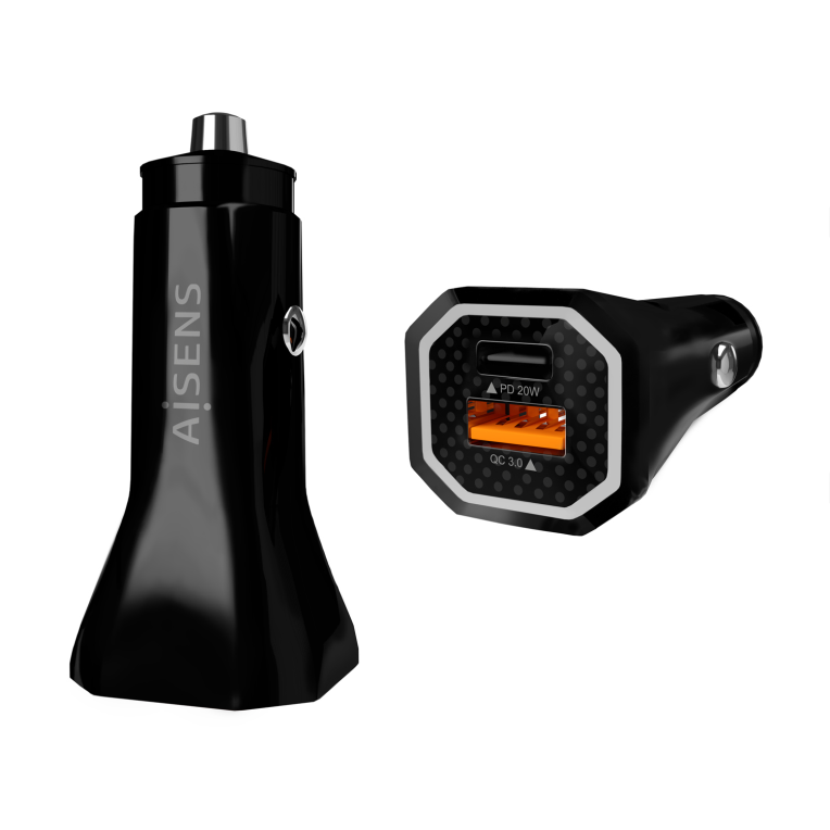 Aisems Carregador Isqueiro Duplo USB 38W (USB-C / USB-A)Preto