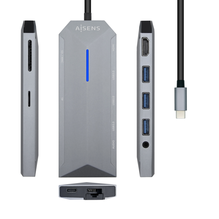 Aisems Dock 9 em 1 Hub USB-C - Carcaça de alumínio
