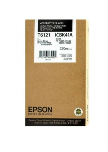 Epson T6121 Preto Photo Cartucho de Tinta Original - C13T612100