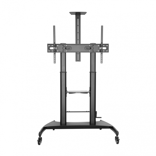 Suporte de chão Aisens ECO com rodas e manivela - Bandeja de DVD e suporte de câmara para monitor/TV - Até 100 kg - 60 a 100 polegadas - Preto