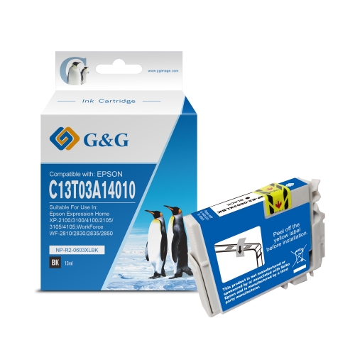 G&G Epson 603XL Preto Cartucho de Tinta Pigmentada Generico - Substitui C13T03A14010/C13T03U14010