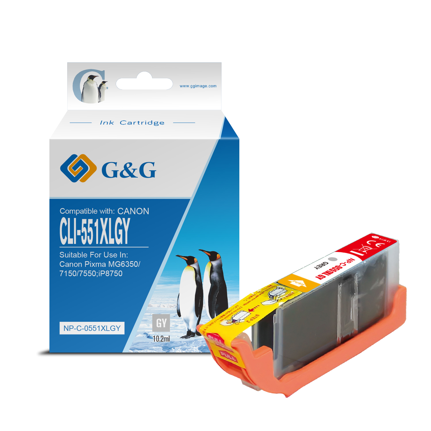 G&G Canon CLI551XL Gris Cartucho de Tinta Generico - Substitui 6447B001/6512B001
