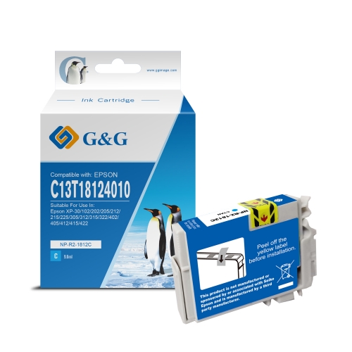 G&G Epson T1812/T1802 (18XL) Cyan Cartucho de Tinta Generico - Substitui C13T18124012/C13T18024012
