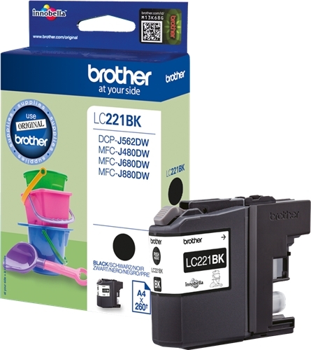 Brother LC221 Preto Cartucho de Tinta Original - LC221BKBP