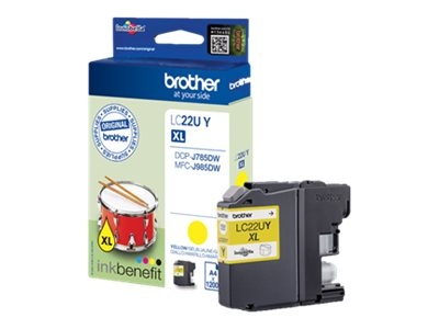 Brother LC22U Amarelo Cartucho de Tinta Original - LC22UYBP