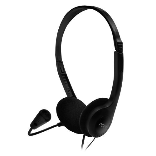 Nox Voice One Auriculares com Microfone Flexivel - Diadema Ajustável - Cabo de 1.80m - Preto