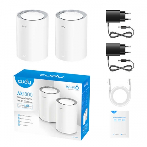 Cudy M1800 Pack de 2 Sistemas WiFi 6 Mesh AX1800 Dual Band - 4 Antenas Internas