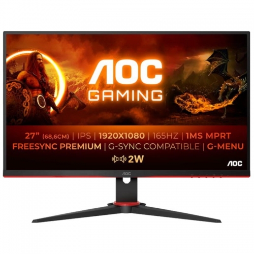 MONITOR AOC IPS 27"16:9 FHD 4MS 165HZ VGA HDMI DP HAS 27G2SPAE/BK