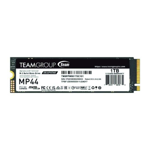 SSD M.2 PCIe 4.0 NVMe Team Group 1TB MP44-7400R/6500W-650/650K IOPS c/dissip Grafeno