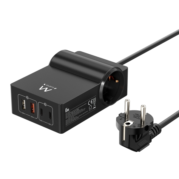 EWENT ESTAÇÃO DE CARREGAMENTO 2xSCHUKO 2x USBC 2xUSBA GAN 65W