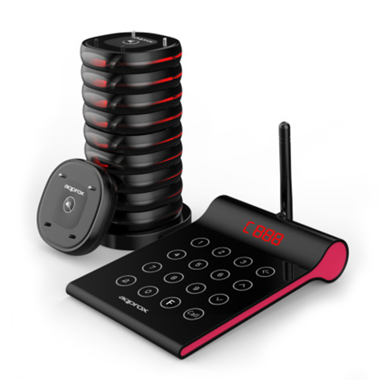 Kit APPROX de aviso de cliente - transmissor ecrã led tátil 4 dígitos + 10 avisadores