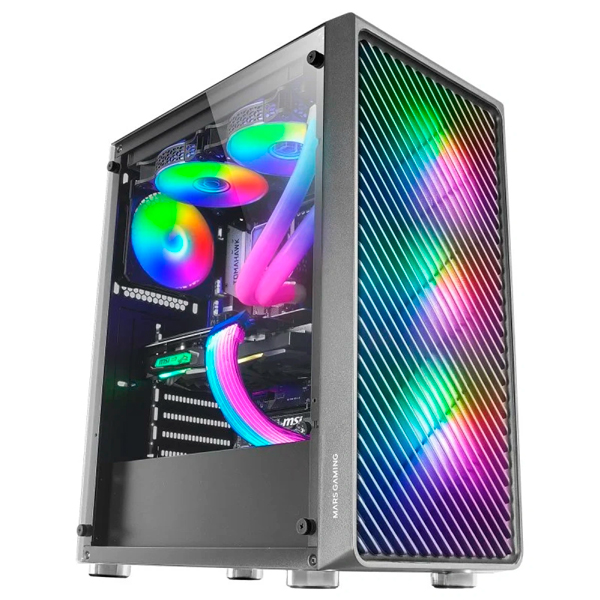 MARS GAMING Caixa ATX MC-F 4X 12CM ARGB FAN GLASS FRONT MESH Preto