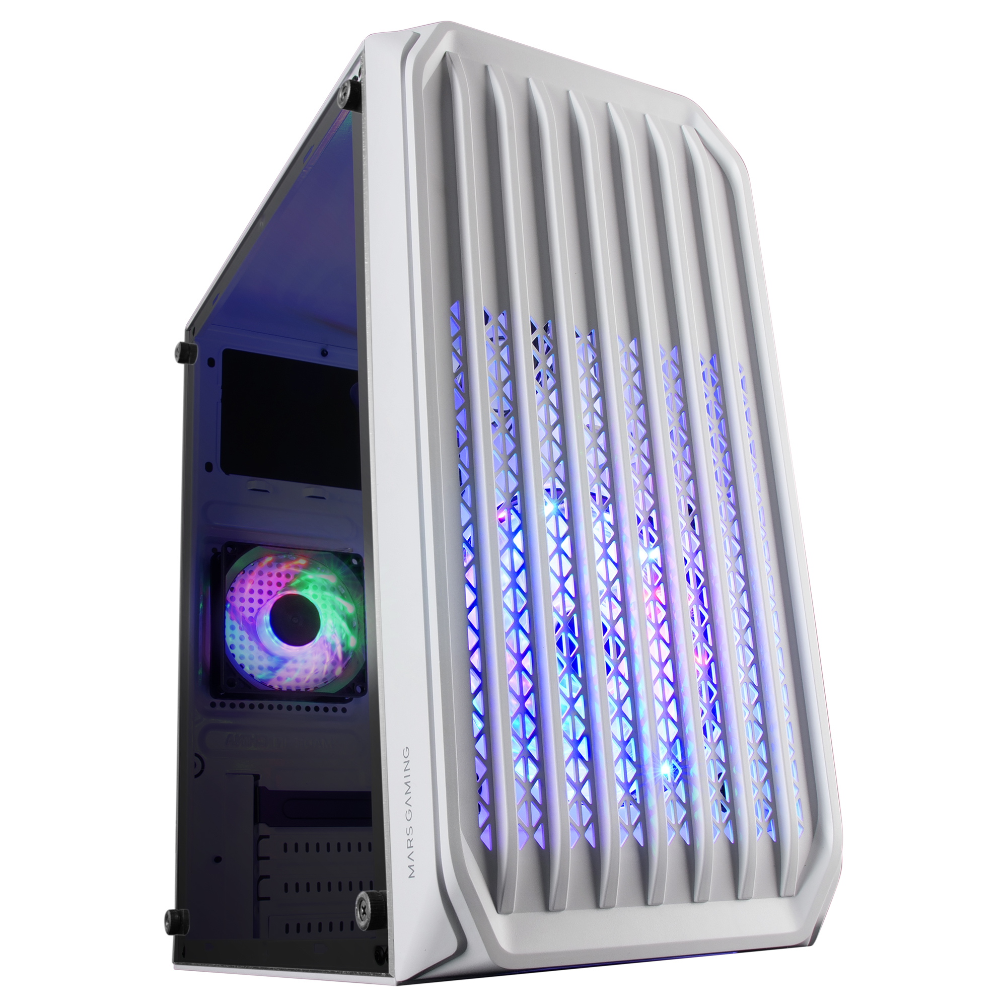 Caixa MARS GAMING MC-S2 MICRO-ATX CASE,2X FRGB FAN,FRONT MESH,WINDOW,USB 3.0,Branco