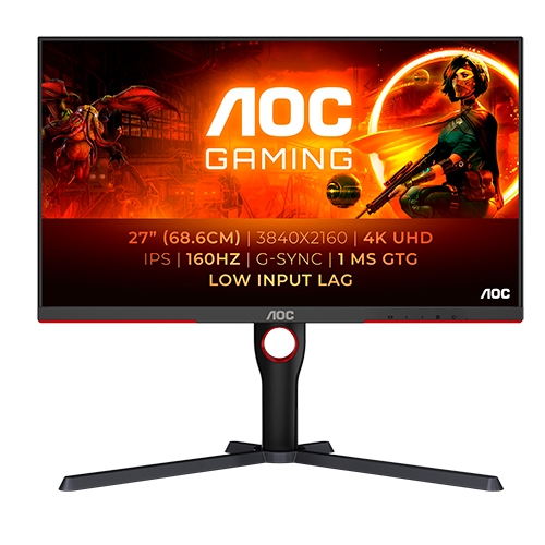 MONITOR IPS 27"AOC U27G3X/BK 16:9 UHD 4K 1MS 160HZ HDMI DP HAS PIVOT