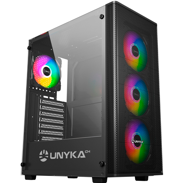 Caixa ATX Unyka GAMING MIR100 ARGB TEMPERED GLASS Preto