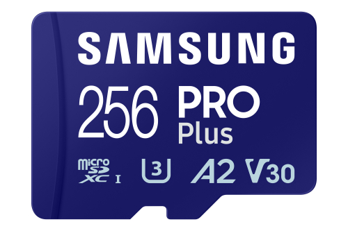 MicroSD SAMSUNG 256GB Pro Plus UHS-I SDHC U3 V30 A2 c/adaptador