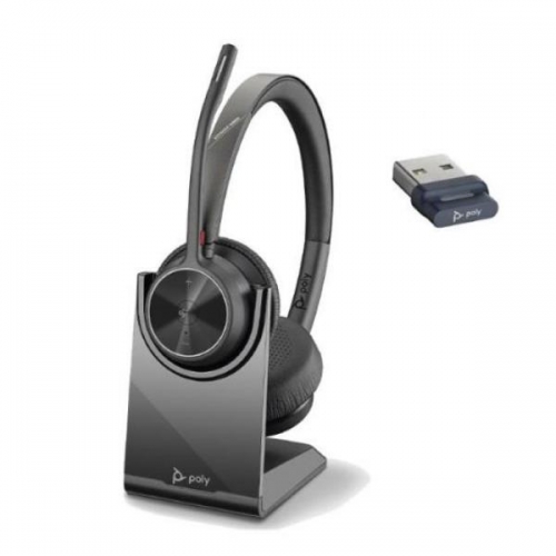 Auriculares Poly Voyager 4320 USB-C Certificado Microsoft Teams + Dongle BT700 + Suporte de carregamento