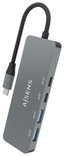 Hub USB 3.2 Gen2 10G USB-C,USB-C/M-2xUSB-C/H-2xUSB-A/H,Gris,15cm
