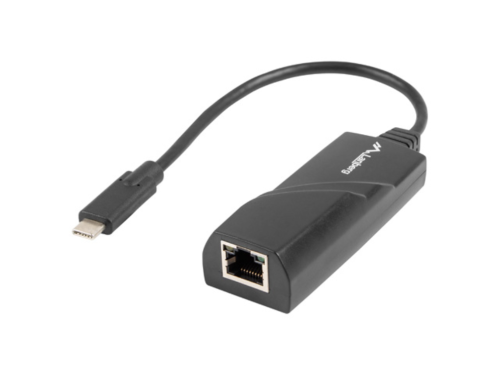 Lanberg NC-1000-02,USB Tipo C,RJ-45,Preto