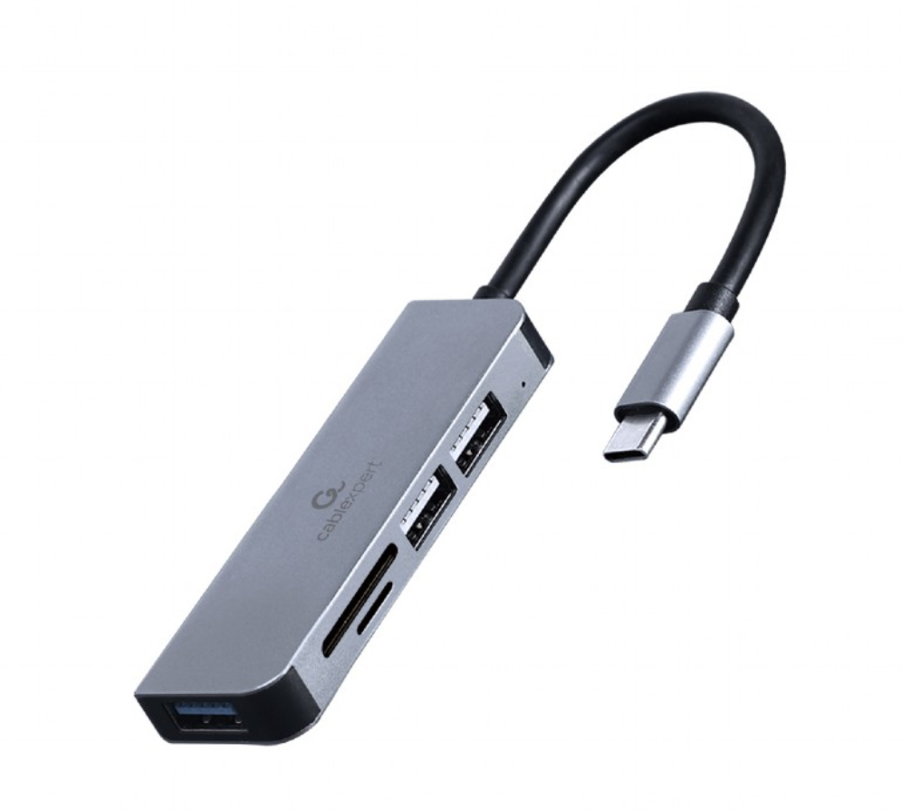 Hub Type-C Gembird UHB-CM-CRU3P1U2P2-01 1xUSB 3.0 2xUSB 2.0 1x Leitor de Cartões
