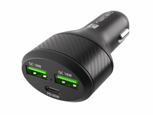 CARREGADOR COCHE NATEC COMEY 2XUSB,1XUSB-C QC3.0,PD 3.0 48W PRETO