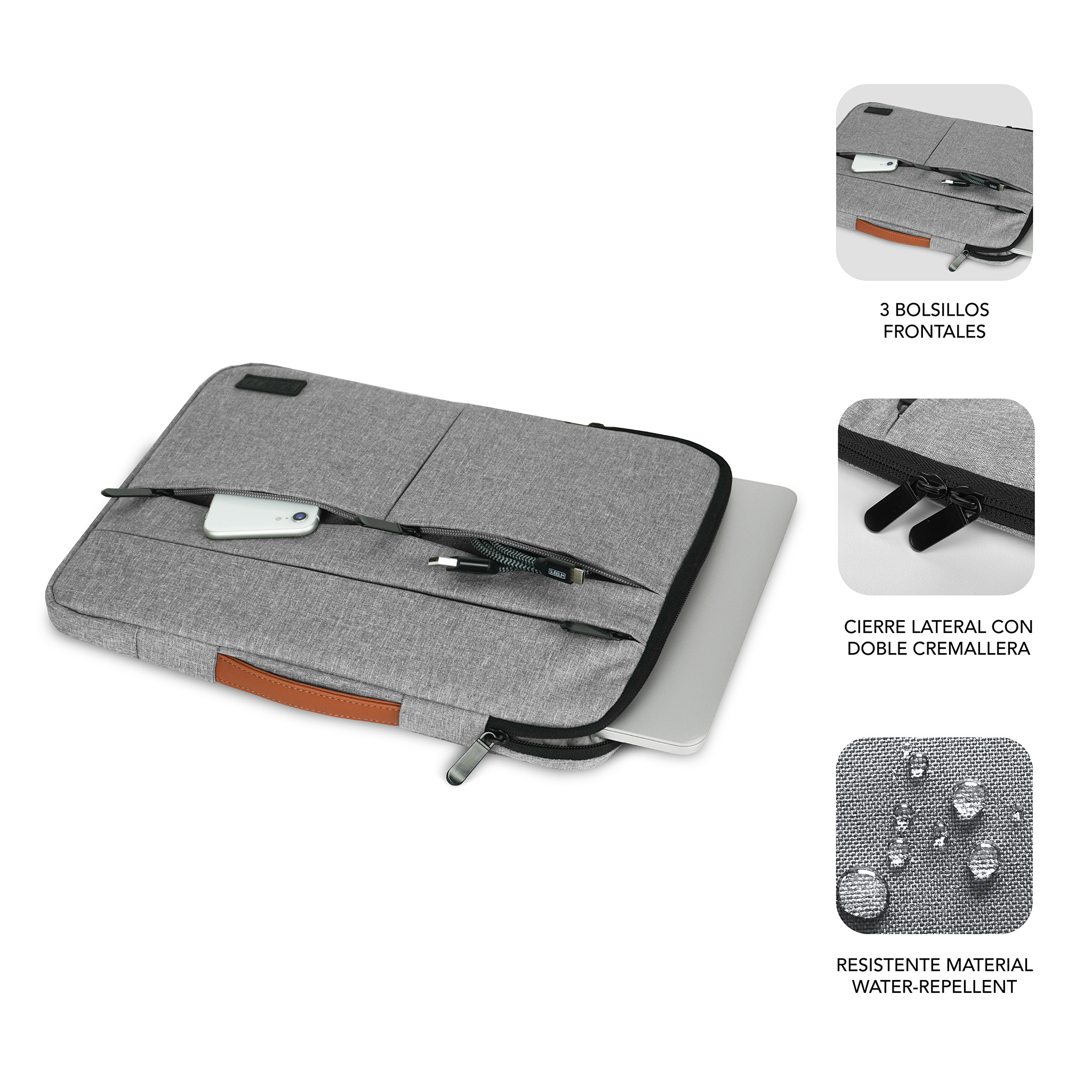 CAPA PORTATIL SUBBLIM AIR PADDING 360 SLEEVE 15,6"LIGHT GREY