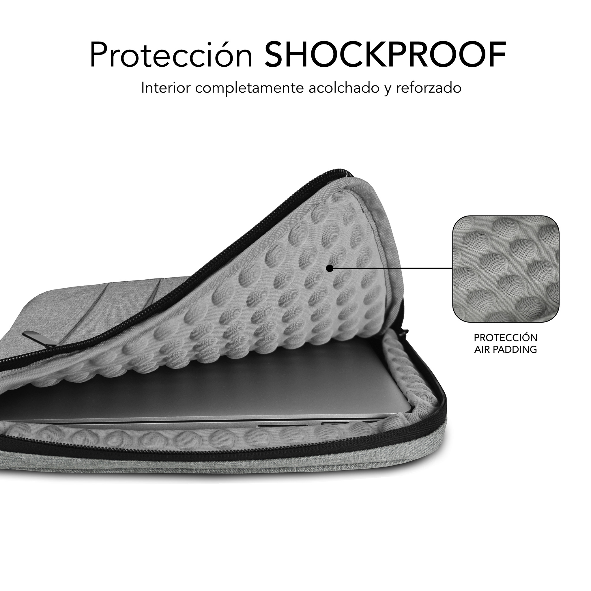 CAPA PORTATIL SUBBLIM AIR PADDING 360 SLEEVE 15,6"LIGHT GREY