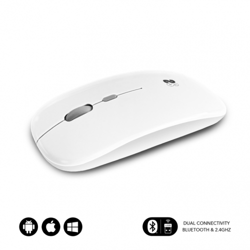 RATO SUBBLIM DUAL FLAT MOUSE WHITE RECARREGÁVEL