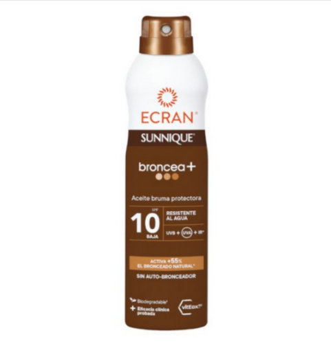 Protetor Solar Ecran Sunnique Tan + Névoa Protetora de Óleo FPS10 250ml