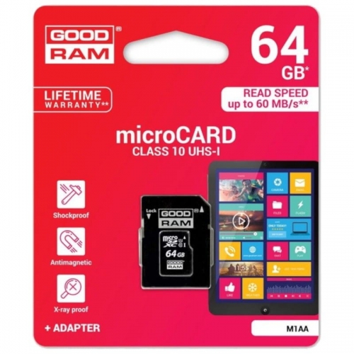 MEM MICRO SD 64GB GOODRAM M1AA CL10 UHS-I+ADAPT