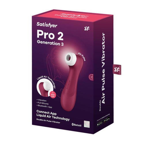 Satisfyer Pro2 Vibrador DE AIRE DOBLE GENERATION 3 VINO ROXO com App