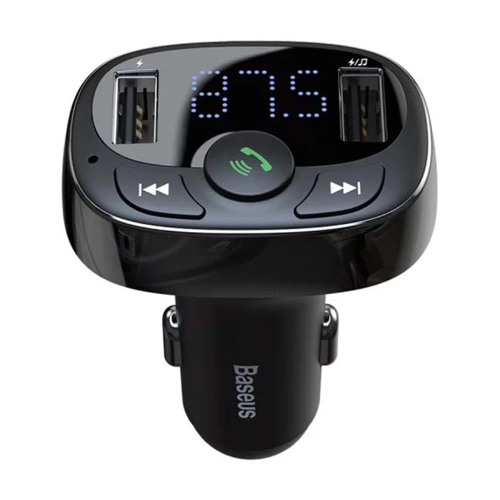 Carregador de Isqueiro S-09A 3.4A Dual USB-A + Transmissor FM/Bluetooth/MicroSD Preto