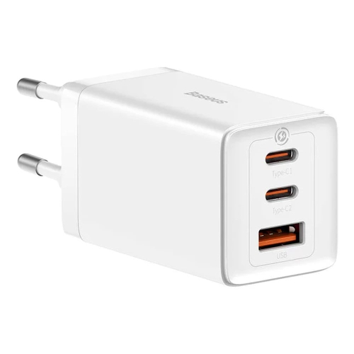 Carregador GaN5 Pro Dual USB-C + USB-A 65W Fast Charger Branco + Cabo USB-C 100W 1m