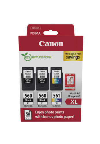 Tinteiro CANON Multipack PG-560XL x2 / CL-561XL + papel fotográfico
