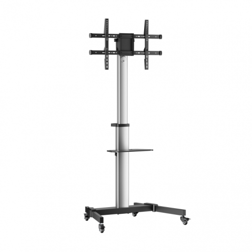 Suporte de chão Aisens com rodas - Bandeja de DVD para monitor/TV 50 kg de 37-86"- Preto/Prata