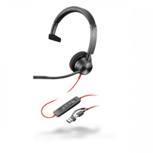 Auricular Poly Blackwire 3310 Microsoft Teams USB-C + Adaptador USB-C/A