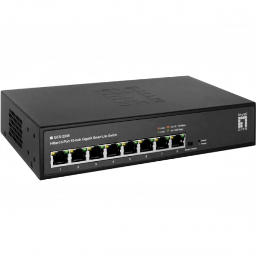 LEVELONE SWITCH 8 PORTAS GIGA 10"LITE SMART